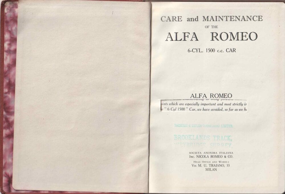 1920 Alfa Romeo 6 cyl. 1500 : Uniek boekje (# 7807) - Afbeelding 2