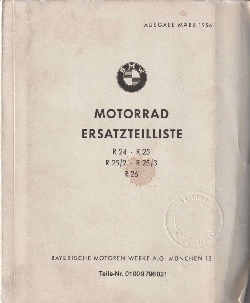 1956 BMW R 24, R 25, R 25/2, R 25/3, R 26 Ersatzteilliste (# 1249)