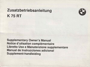 1990 BMW K 75 RT Zusatzbetriebsanleitung (# 19967)