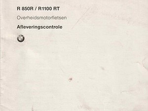 1996 BMW R 850 R / R 1100 RT Afleveringscontrole (# 20001)
