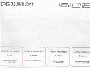 1982 Peugeot 505 Instructieboekje beknopt (# 22919)