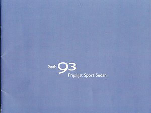 2002 Saab 9-3 Sport Sedan Prijslijst 09-2002 (# 13720)
